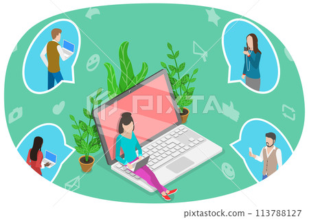 3D Isometric Flat  Conceptual Illustration of Brand Advocate. 113788127