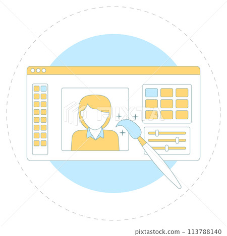 Icon of Photo Editor App on White Background. 113788140