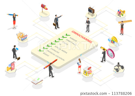3D Isometric Flat Conceptual Illustration of Omnichannel. 3D Isometric Flat Conceptual Illustration of Omnichannel. 113788206