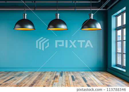 Modern Loft Space with Pendant Lights 113788346