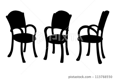 Vector drawing. Wooden chairs with armrests 113788550