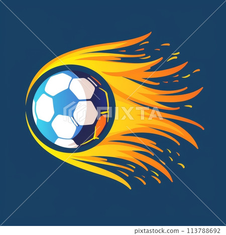 A minimalistic sports logo features bold geometric shapes, contrasting colors, symbolizing a soccer ball's motion A minimalistic sports logo features bold geometric shapes, contrasting colors, symbolizing a soccer ball's motion 113788692