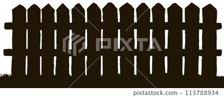 Vector engraving. Wooden Fence 113788934