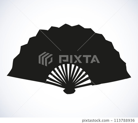Folding fan. Vector sketch Folding fan. Vector sketch 113788936