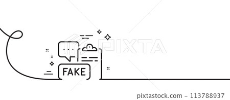 Fake document line icon. Continuous one line with curl. Propaganda conspiracy clipboard sign. Wrong truth symbol. Fake document single outline ribbon. Loop curve pattern. Vector Fake document line icon. Continuous one line with curl. Propaganda conspiracy clipboard sign. Wrong truth symbol. Fake document single outline ribbon. Loop curve pattern. Vector 113788937