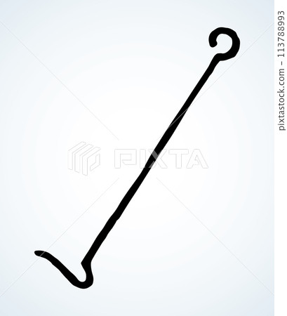 Old fire iron poker. Vector drawing Old fire iron poker. Vector drawing 113788993