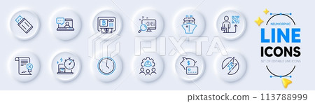 Engineering team, Bitcoin atm and Search line icons for web app. Pack of Ship, Electric energy, Friends chat pictogram icons. Piggy bank, Leadership, Usb flash signs. Reject certificate. Vector Engineering team, Bitcoin atm and Search line icons for web app. Pack of Ship, Electric energy, Friends chat pictogram icons. Piggy bank, Leadership, Usb flash signs. Reject certificate. Vector 113788999