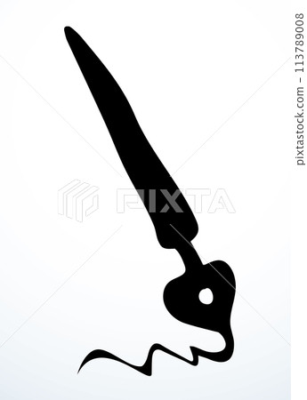 The pen writes on paper. Vector drawing 113789008