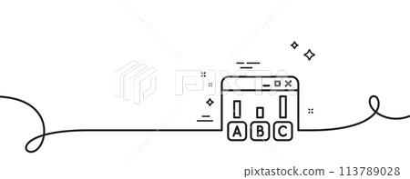 Survey results line icon. Continuous one line with curl. Best answer sign. Business stats symbol. Survey results single outline ribbon. Loop curve pattern. Vector 113789028