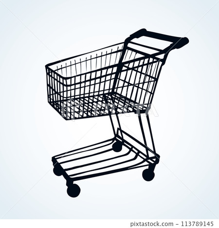 Shopping supermarket cart. Vector sketch Shopping supermarket cart. Vector sketch 113789145