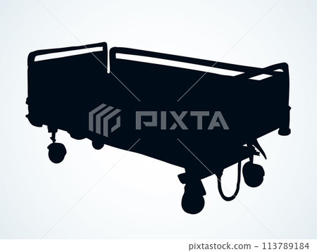 Hospital bed. Vector drawing icon Hospital bed. Vector drawing icon 113789184