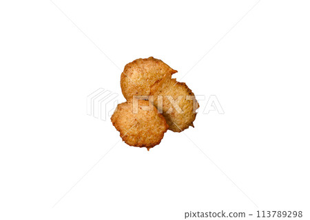 Delicious crispy pancakes made from potatoes, meat, carrots, onions Delicious crispy pancakes made from potatoes, meat, carrots, onions 113789298