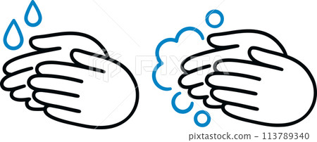Hand washing cartoon icons 113789340