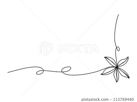Flower corner frame, one line drawing vector illustration. Flower corner frame, one line drawing vector illustration. 113789480