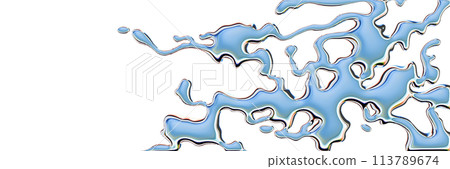 3D chrome liquid background futuristic silver abstract shape, metal fluid mercury glossy surface.  113789674