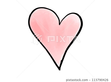 Watercolor doodle heart. Vector illustration. 113790426
