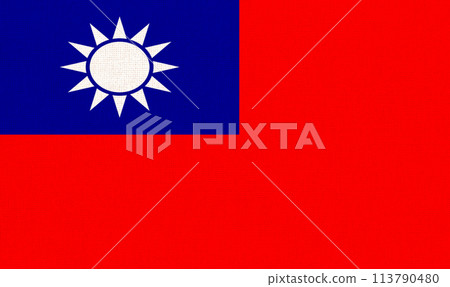 Taiwan national fabric flag textile background. State official Taiwan sign 113790480