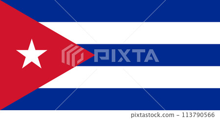 Flag of Republic of Cuba. Cuba flag on fabric surface. 3d illustration 113790566
