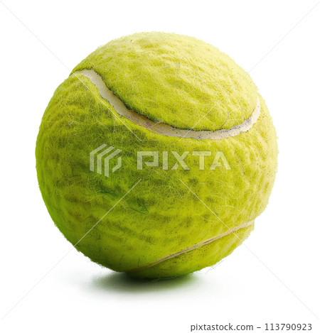 Close Up of Tennis Ball on White Background 113790923