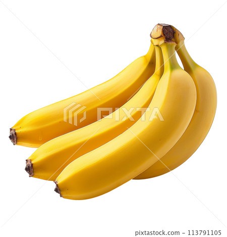 Bunch of Ripe Bananas on White Background 113791105