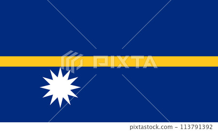 Flag of Nauru. Nauru flag on fabric surface. Fabric Texture. National symbol 113791392