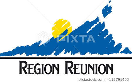 Flag of Reunion. Department of Reunion flag. Island country Flag of Reunion. Department of Reunion flag. Island country 113791493