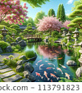 初夏的日式庭園 113791823