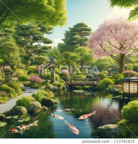 Early Summer Japanese Garden 113791825