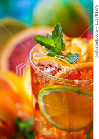 refreshing summer cocktail with orange and mint refreshing summer cocktail with orange and mint 113791976