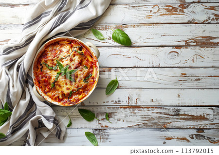 Lasagna soup in a bowl. Made with beef, sausage and spinach Lasagna soup in a bowl. Made with beef, sausage and spinach 113792015
