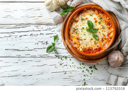 Lasagna soup in a bowl. Made with beef, sausage and spinach Lasagna soup in a bowl. Made with beef, sausage and spinach 113792016