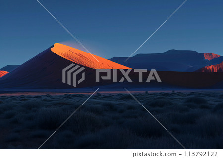 Scenic view of a moon over sand dunes 113792122