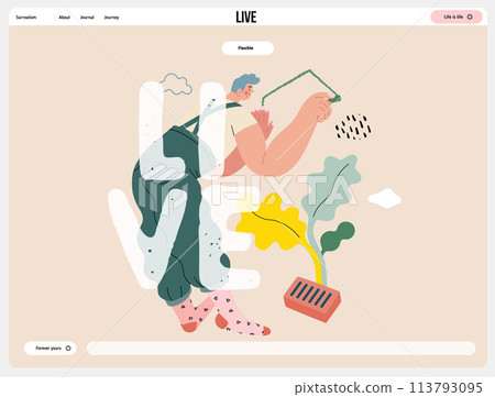 Life Unframed: Painter -modern flat vector concept illustration of a man drawing a house on the wall. Metaphor of unpredictability, imagination, whimsy, cycle of existence, play, growth and discovery Life Unframed: Painter -modern flat vector concept illustration of a man drawing a house on the wall. Metaphor of unpredictability, imagination, whimsy, cycle of existence, play, growth and discovery 113793095