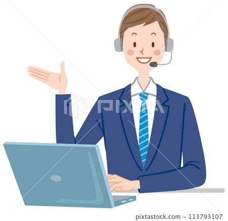 戴著耳機的男操作員、現場評論員、播音員 113793107