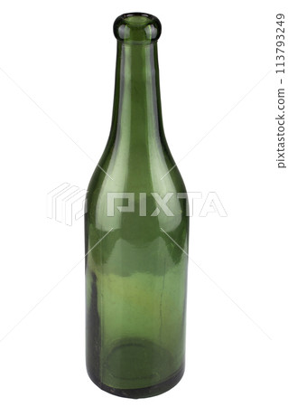 Antique retro green glass bottle 113793249