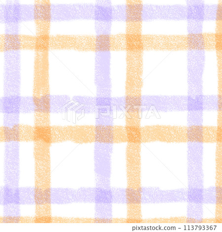 Orange Purple Plaid Gingham Check Hand Drawn Background Overlay 113793367
