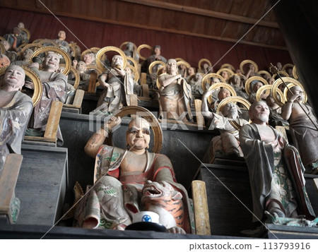 Five hundred arhat statues at Tenneiji Temple in Hikone 113793916