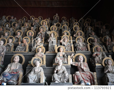 Five hundred arhat statues at Tenneiji Temple in Hikone 113793921