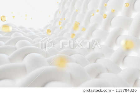 Wave cloth with microscopic detail and cleaning bubbles, 3d rendering. Wave cloth with microscopic detail and cleaning bubbles, 3d rendering. 113794320