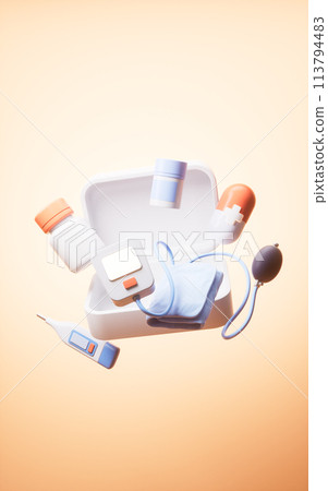 Adhesive bandage with medical concept, 3d rendering. 113794483