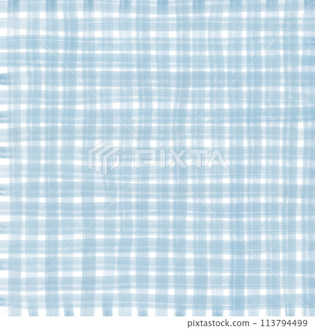 Light Blue Plaid Gingham Check Hand Drawn Background Overlay 113794499