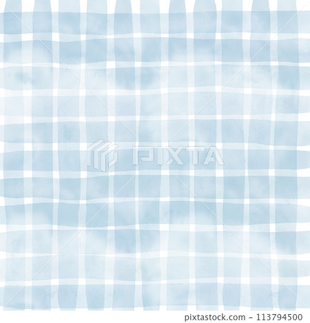 Light Blue Plaid Gingham Check Hand Drawn Background Overlay 113794500