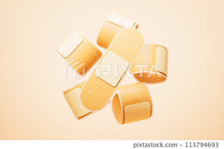 Adhesive bandage with medical concept, 3d rendering. 113794693