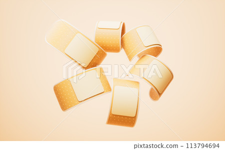 Adhesive bandage with medical concept, 3d rendering. 113794694