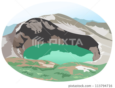 Zao no Okama tourist spot illustration icon 113794716