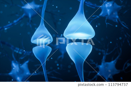 Biology nerve cell with biomedicine concept, 3d rendering. 113794737