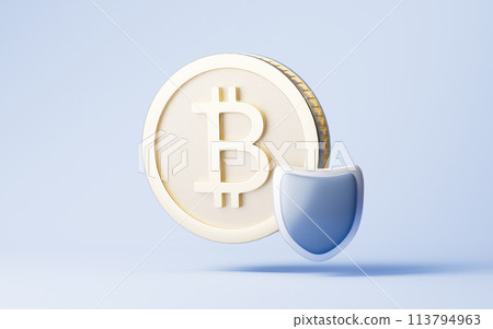 Bitcoin gold coin with cryptocurrency concept, 3d rendering. 113794963