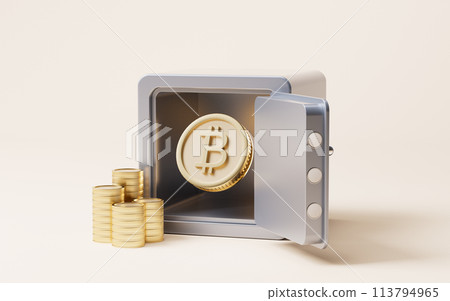Bitcoin gold coin with cryptocurrency concept, 3d rendering. Bitcoin gold coin with cryptocurrency concept, 3d rendering. 113794965