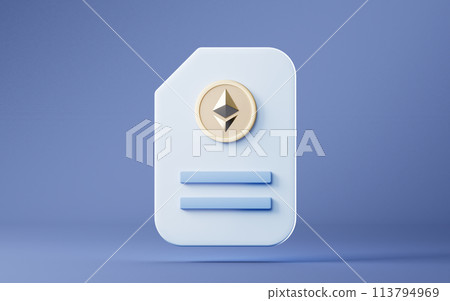 ETH gold coin with cryptocurrency concept, 3d rendering. 113794969
