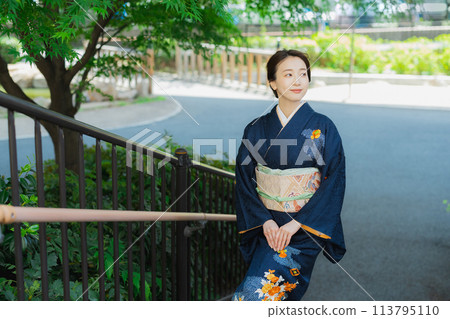 A woman wearing a formal kimono 113795110